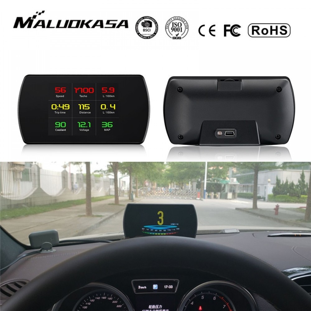 OBD2 Car HUD Head-Up Display Smart Digital Meter HD Digital Display Speedometer Fuel Consumption Temperature RPM