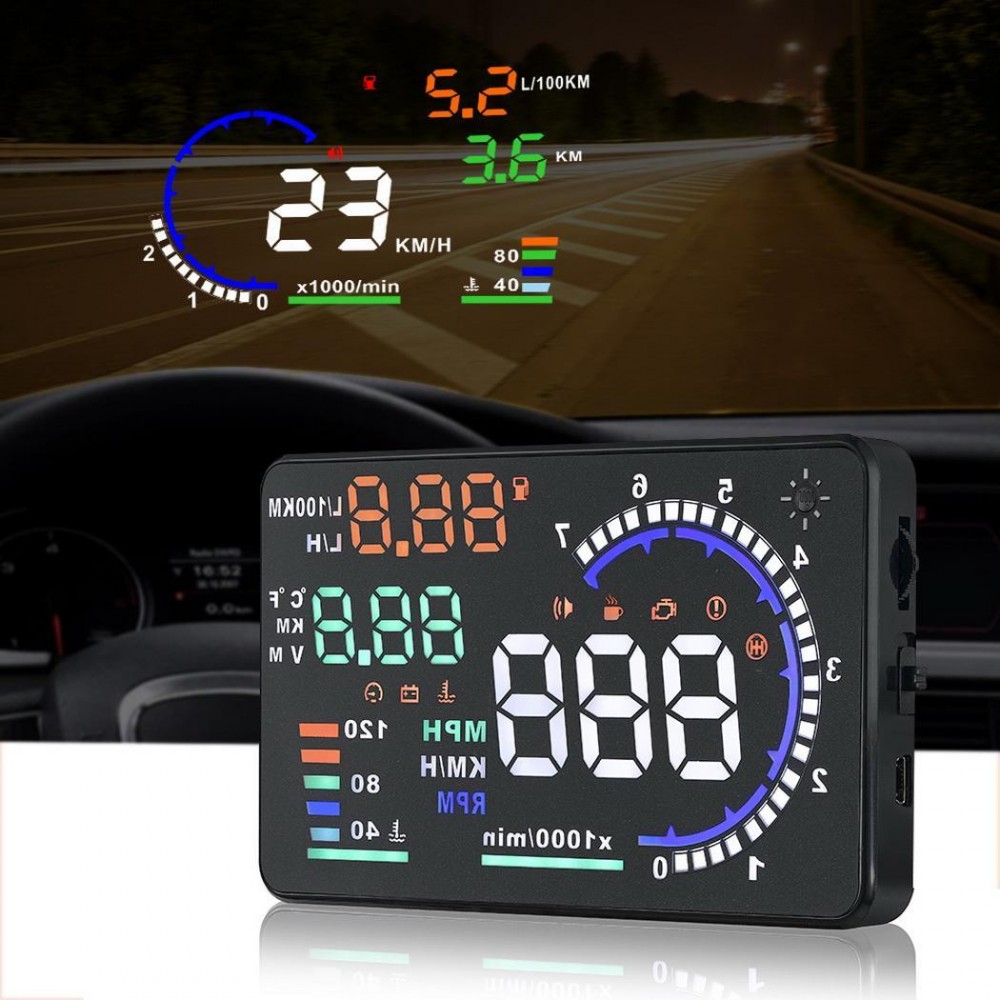 A8 5.5 Inch Car Head Up Display OBD HUD On-Board Computer hud Display Car Electronics obd2 Car Speedometer Windshield Projector