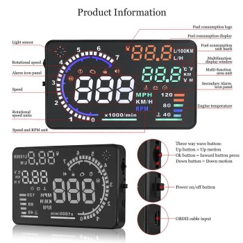 A8 5.5 Inch Car Head Up Display OBD HUD On-Board Computer hud Display Car Electronics obd2 Car Speedometer Windshield Projector