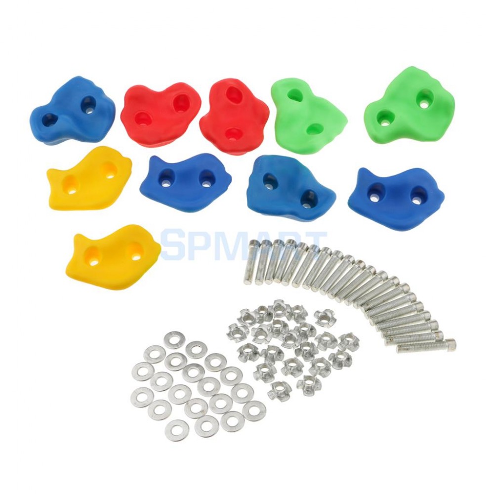 10 Pieces Children Kids Rock Climbing Wood Wall Stones Hand Feet Holds Grip Kits - Small Size