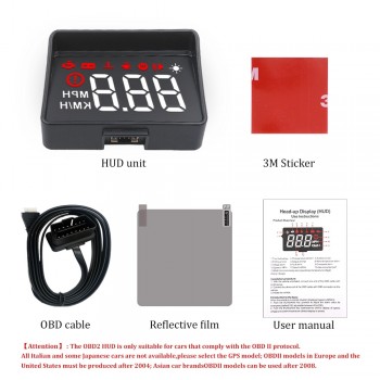 Hot Selling A100S Car HUD Head-Up Display OBD2 II EUOBD Windshield Projector Water Temperature Voltage Overspeed Alarm Display