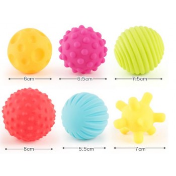 6 PCS Textured Multi Ball Set Develop Babys Tactile Senses Baby Touch Hand Ball Toys Baby Training Ball