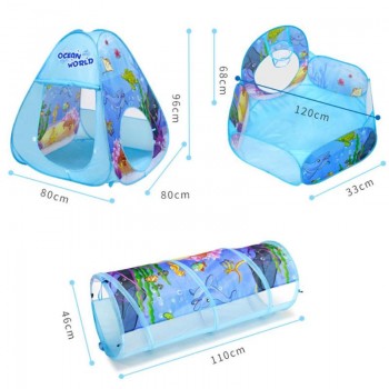3Pcs/Set Foldable Pool-Tube-Teepee Baby Play Tent House Infant Kids Crawling Pipeline Tunnel Game Play Tent Ocean Ball Pool