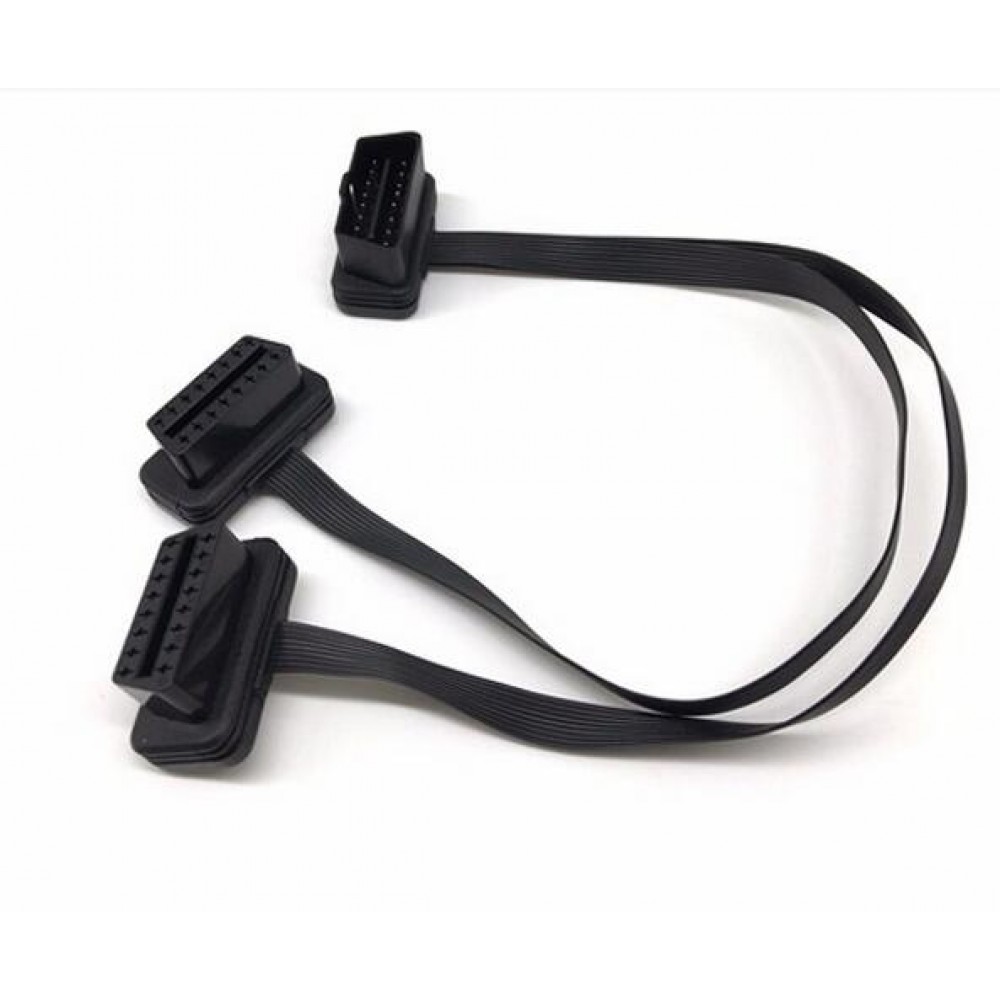 2 in 1 OBD II 16 Pin OBD Cable ELM327 Male To Female Y Splitter Elbow Extension Cable For HUD Car monitor