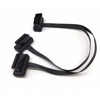 2 in 1 OBD II 16 Pin OBD Cable ELM327 Male To Female Y Splitter Elbow Extension Cable For HUD Car monitor