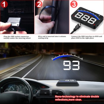 GEYIREN M6 Car HUD OBD2 RPM Meter Head-Up Display Overspeed Warning System Auto Electronic  Water Temperature Alarm