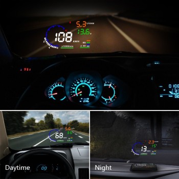 Jansite 5.5inch HUD Head Up Display LED Windscreen Projector Speeding Warning Fuel Consumption Data Diagnostic Tool OBDii Plug