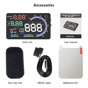 Jansite 5.5inch HUD Head Up Display LED Windscreen Projector Speeding Warning Fuel Consumption Data Diagnostic Tool OBDii Plug