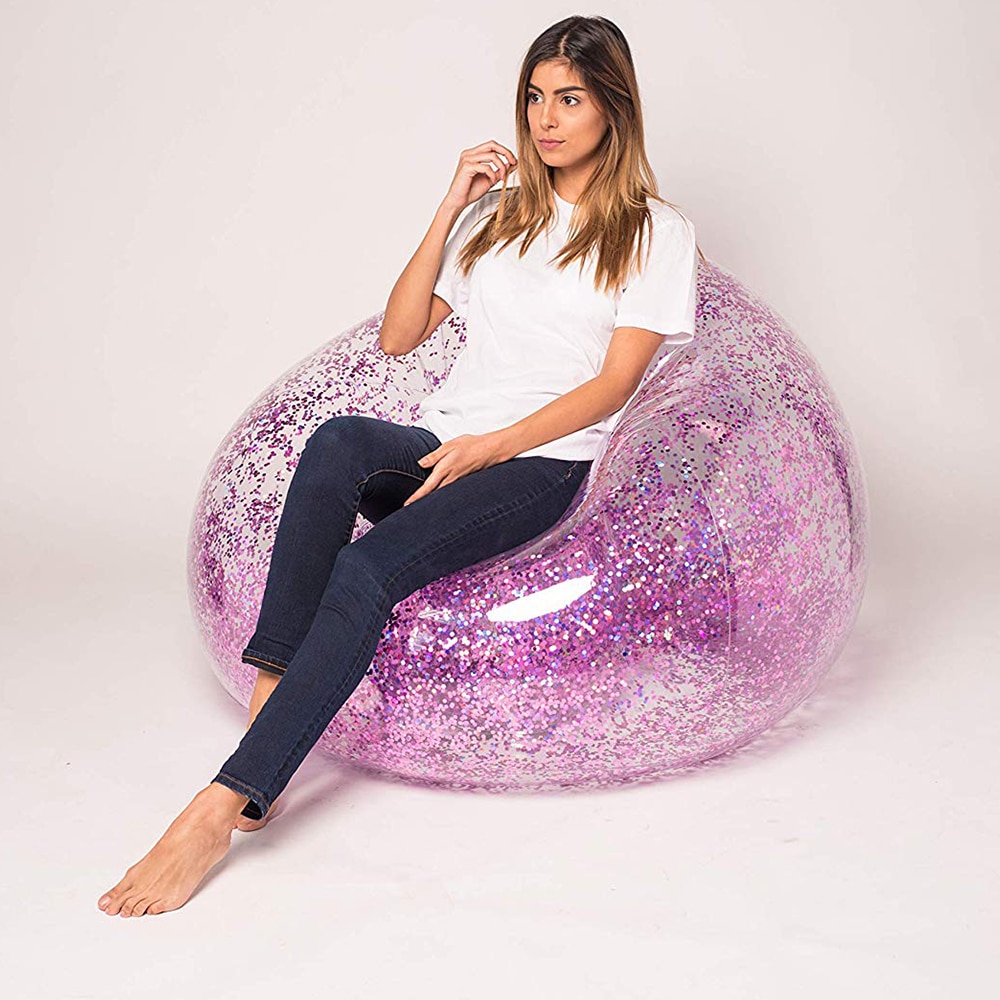 100cm Giant Inflatable Sofa Colorful Glitters Mattress Lounger Lazy Sleeping Bag For Adult Children Indoor Outdoor Toys Air Sofa