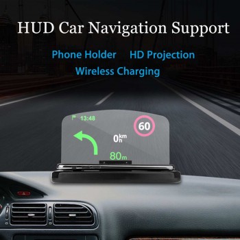 10W/7.5W Qi Wireless Charger Car HUD GPS For Samsung S9 Plus Head Up Display Phone Holder Wireless Charging For iPhone 8 Plus X