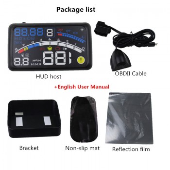 ActiSafety 4E OBDII Cars Head Up Display Film 5.5 Screen HUD Head-Up Display Windshield Projector OBD2 Cable Car Hud+Bracket