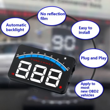 Car Head Up Display OBD2 3.5 Inch Projector Glass Vehicle Auto DigitalCar Driving Data Display Speed RPM Water Temperature HUD
