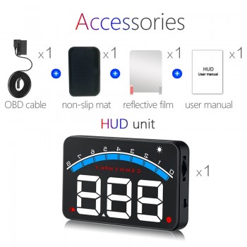 Car Head Up Display OBD2 3.5 Inch Projector Glass Vehicle Auto DigitalCar Driving Data Display Speed RPM Water Temperature HUD