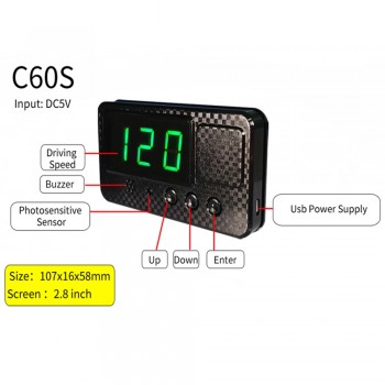KINGNEED C60S C80 C90 GPS speedometer hud display car hud with overspeed alarm driving time motorcycle bicycle digital odometer
