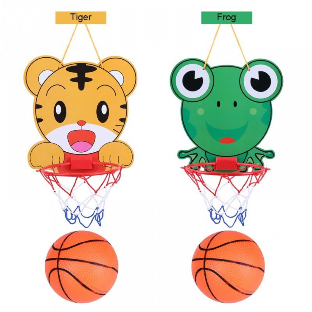 Hanging Basketball Hoop With Ball Toys Adjustable Baby Basketball Toys Cartoon Tiger/Frog Children Kids Indoor Sports Game Gift