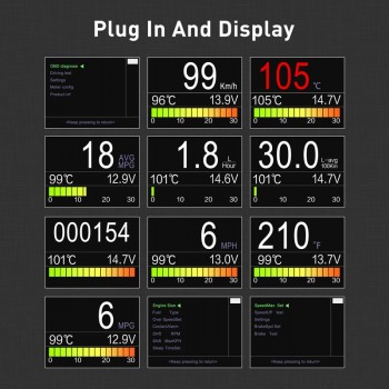 AUTOOL X50 Plus OBD HUD Head Up Display Car OBD2 II Meter Gauge Temp Voltage Speed Alarm Odometer 12V Diagnostic
