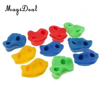 MagiDeal 10Pcs Rock Climbing Wall Stones Hand Feet Holds Grip Kits for Children Summer Outdoor Fun Climbing Play Toy- Small Size