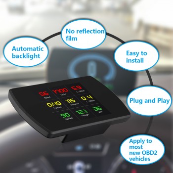 Car HUD 5.8 TFT OBDII Head Up Display Digital Car Speedometer On-Board Computer OBD2 Windshield Projector P12 P10 A100 A8 C500