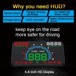 5.8 Car HUB OBD2 Head Up Display Car Speed Projector Vehicle Windshield Speedo Projetor Navigation OBD Speedometer Hud E350