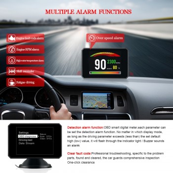 VJOYCAR P16 3.9 HD TFT Car Hud Head Up Display On-Board Computer OBD2 Speedometer Turbo Boost Pressure Alarm Diagnostic Tool