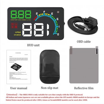 GEYIREN D3000 obd2 smart display head-up display speedometer temperature water car speed projector on the windshield for cars