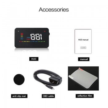 GEYIREN A200 HUD head up display obd2 speedometer temperature water Projection on the windshield for car hud car universal 2018