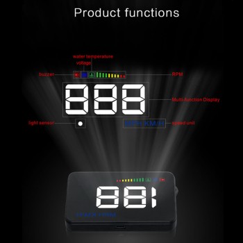 GEYIREN 2018 A500 HUD Car Overspeed Alarm Water Temperature Alarm OBDII or EU OBD interface Reflective Film Car-styling