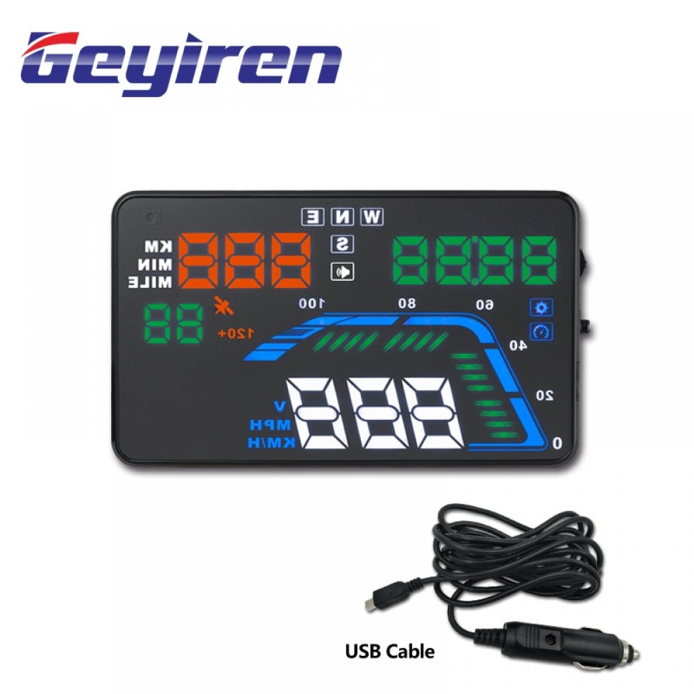 Universal NEW Q7 5.5 Multi Color Auto Car HUD GPS Head Up Display Speedometers Overspeed Warning Dashboard Windshield Projector