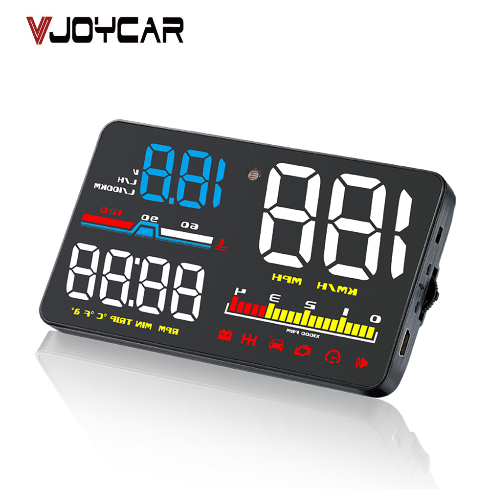 VJOYCAR D5 5 Car HUD OBD OBD2 Head Up Display Digital Speedometer Windshield Projector Fatigue Alarm Fuel Speed Gauge A8 A1000