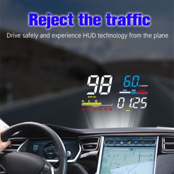 VJOYCAR D5 5 Car HUD OBD OBD2 Head Up Display Digital Speedometer Windshield Projector Fatigue Alarm Fuel Speed Gauge A8 A1000