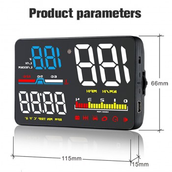 VJOYCAR D5 5 Car HUD OBD OBD2 Head Up Display Digital Speedometer Windshield Projector Fatigue Alarm Fuel Speed Gauge A8 A1000