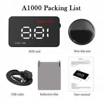 VJOYCAR D5 5 Car HUD OBD OBD2 Head Up Display Digital Speedometer Windshield Projector Fatigue Alarm Fuel Speed Gauge A8 A1000