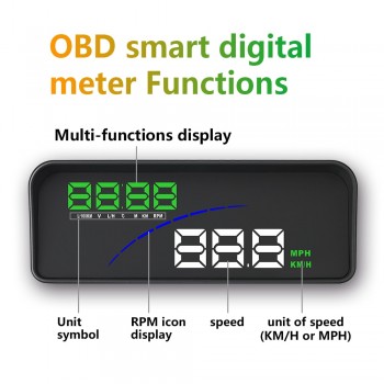 GEYIREN P9 Car HUD Head Up Display OBD Smart Digital Meter For Most OBD2 EUOBD Cars P9 HD Projector Display The Car Dashboard