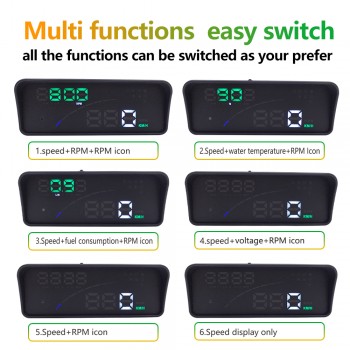 GEYIREN P9 Car HUD Head Up Display OBD Smart Digital Meter For Most OBD2 EUOBD Cars P9 HD Projector Display The Car Dashboard