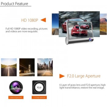 170 Degree 1080P HD 3 Lens Car DVR Dash Cam G-sensor Recorder + Rearview Camera Car Styling