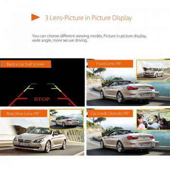 170 Degree 1080P HD 3 Lens Car DVR Dash Cam G-sensor Recorder + Rearview Camera Car Styling