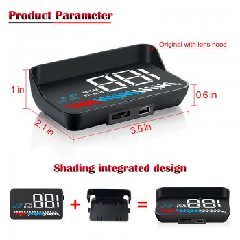 Auto M7 HUD Car Head Up Display OBD GPS Dual System Universal for All Cars Speedometer Windshield Projector with Lens KM/H MPH