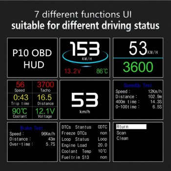 Head up Display GPS OBD HUD Car Computer Speedometer Voltage Fuel Consumption Temperature Gauge Safety Alarm Monitoring System