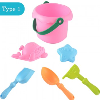 1Set Sand Water Beach Play Toys Set Kids Children Seaside Bucket Shovel Rake Kit Building Sea Horse Molds Funny Tools
