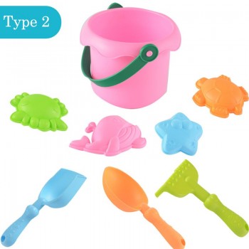 1Set Sand Water Beach Play Toys Set Kids Children Seaside Bucket Shovel Rake Kit Building Sea Horse Molds Funny Tools