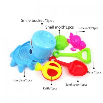 7pcs/Set Summer Water Beach Toys Kids Children Seaside Octopus Bucket Sand Spoon Hourglass Kettle Rake Kit Sea Molds Funny Tools