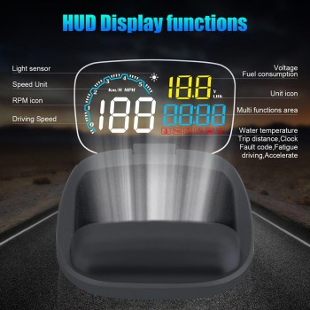 VJOYCAR 2019 New C600 OBD HUD Head Up Display On-board Car Computer Digital Speedometer OBD2 Projector Driving Fuel Consumption