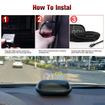 VJOYCAR 2019 New C600 OBD HUD Head Up Display On-board Car Computer Digital Speedometer OBD2 Projector Driving Fuel Consumption