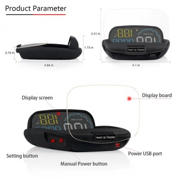 VJOYCAR 2019 New C600 OBD HUD Head Up Display On-board Car Computer Digital Speedometer OBD2 Projector Driving Fuel Consumption