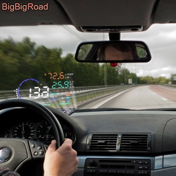 BigBigRoad For Skoda Fabia Superb Yeti Rapid Octavia 2 A5 A7 Car Speed Windscreen Projector OBD2 EUOBD HUD Head Up Display