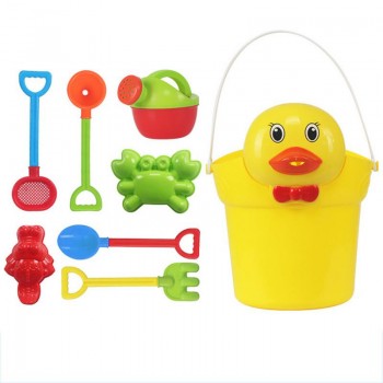 Kids Beach Sand Game Toys Set Hourglass Cart Duckling Bucket Toy Smooth Non-toxic Plastic Bath Water Playing Tool Model Suit
