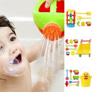 Kids Beach Sand Game Toys Set Hourglass Cart Duckling Bucket Toy Smooth Non-toxic Plastic Bath Water Playing Tool Model Suit