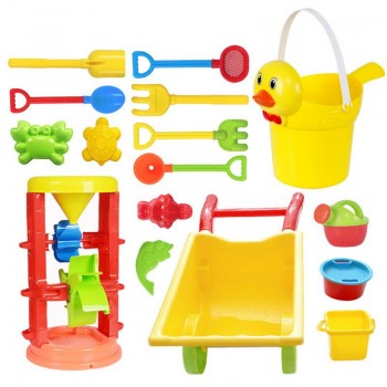 Kids Beach Sand Game Toys Set Hourglass Cart Duckling Bucket Toy Smooth Non-toxic Plastic Bath Water Playing Tool Model Suit