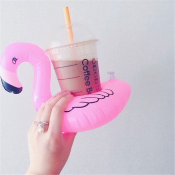 PIKAALAFAN New Hot Selling Mini Pink Flamingo Inflatable Drink Cup Holders Floating Toy Pool Can Party For Phone Cup 1Pcs