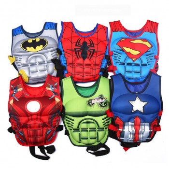 Childrens Super Hero Swimming Jackets Buoyant Vest Baby Kids Floating Iron Man Spiderman Clothes Bubble Lifebuoy Lifesaving